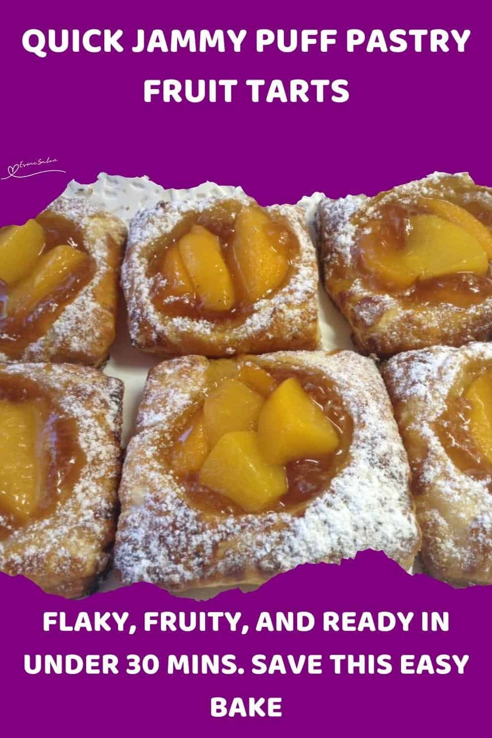 An image of Jammy Puff Pastry Fruit Tarts dusted with Icing sugar