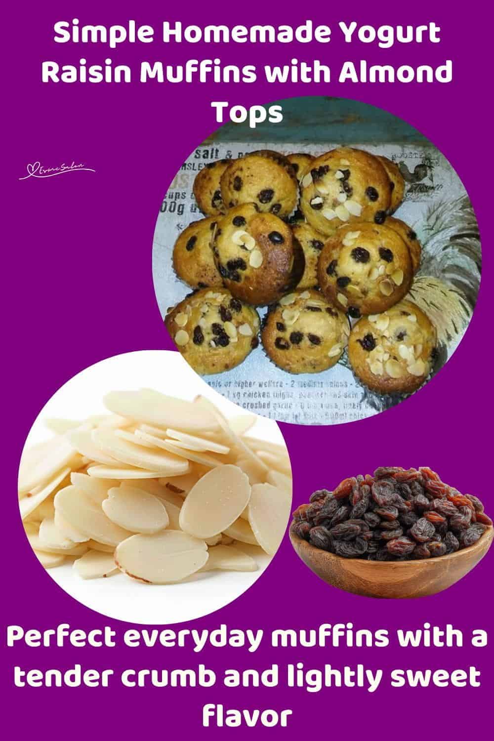 An image of Yogurt Raisin Muffins with Almond Tops