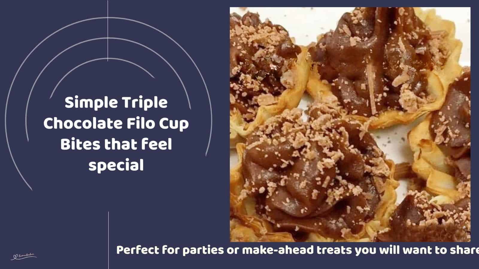 An image of Triple Chocolate Filo Cup Bites with chocolate shavings