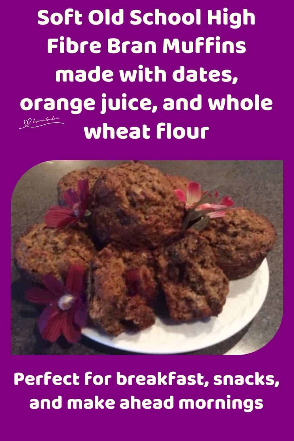 An image of Old School High Fibre Bran Muffins made with oat milk and dates