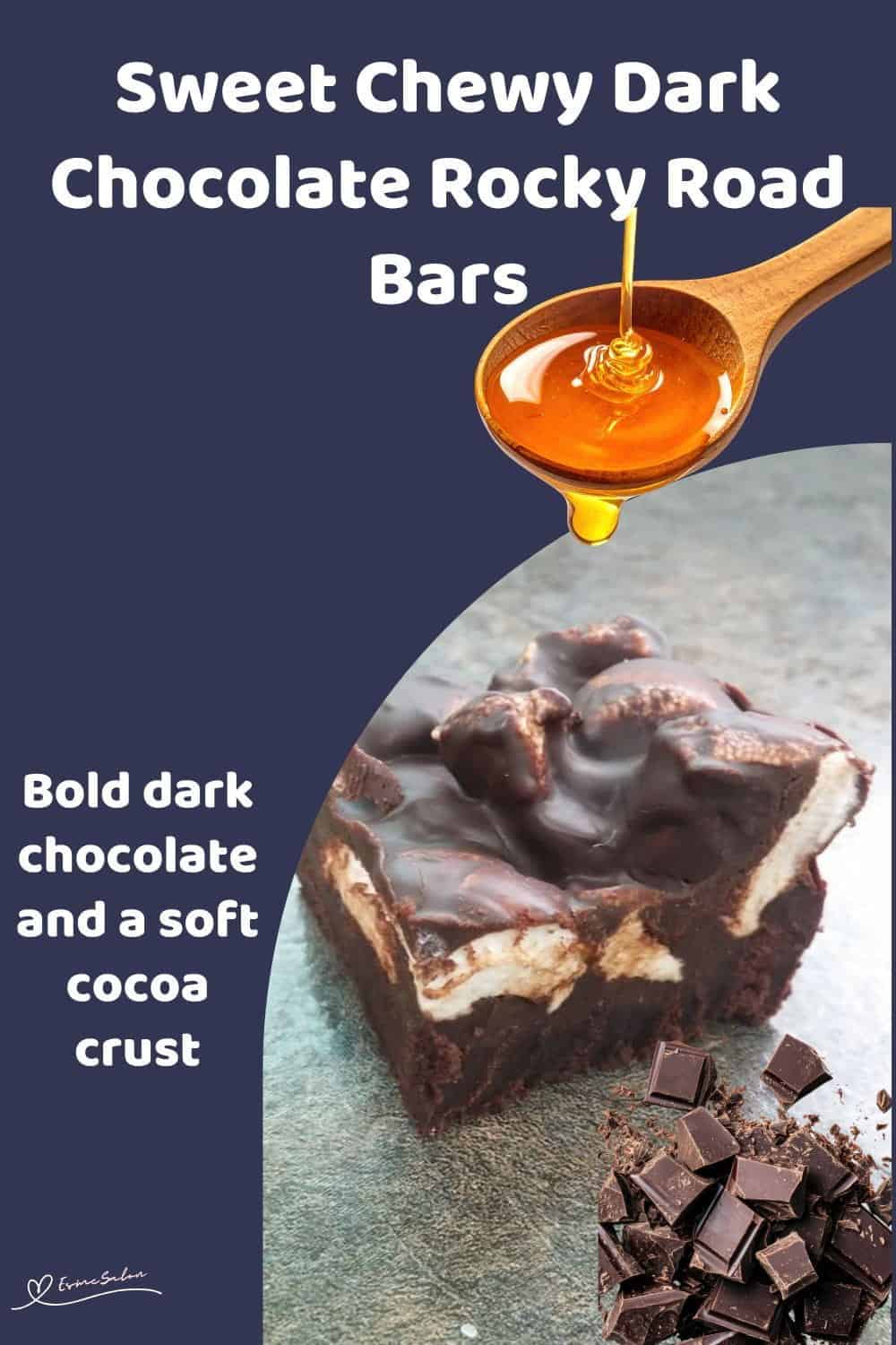 An image of a cube of Dark Chocolate Rocky Road Bars