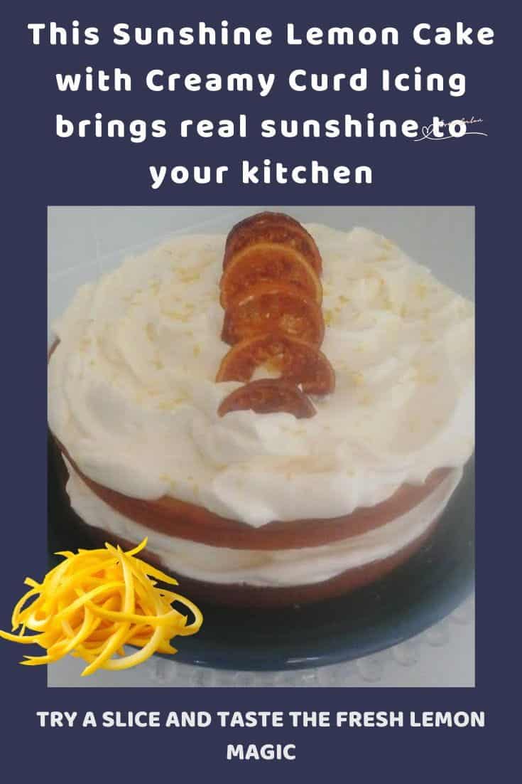 An image of a Sunshine Lemon Cake with Creamy Curd Icing