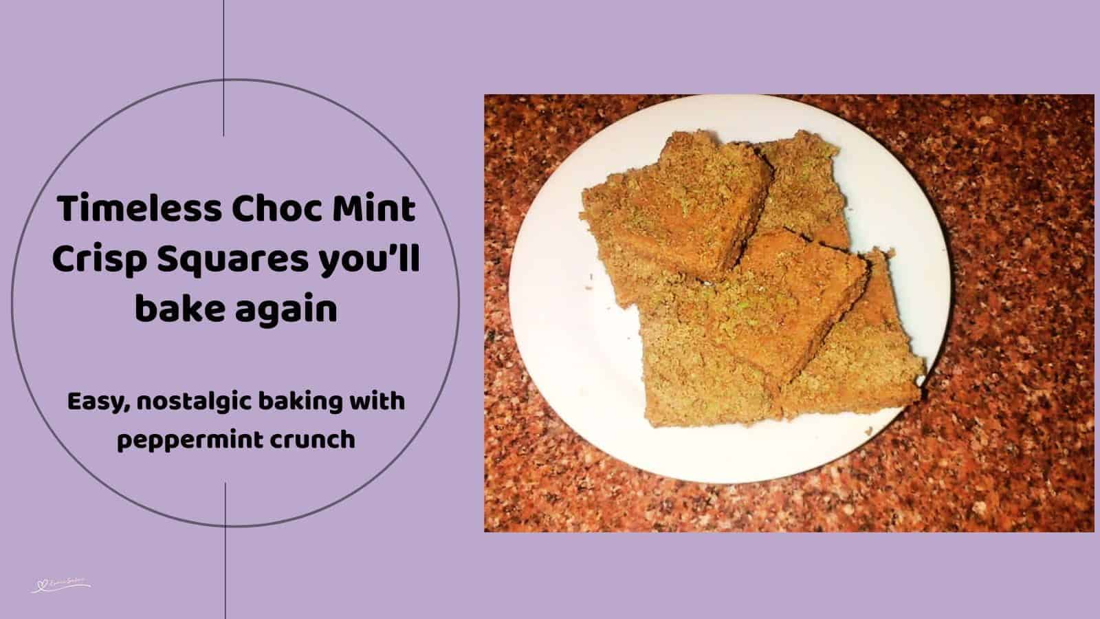 An image of Choc Mint Crisp Squares on a white plate