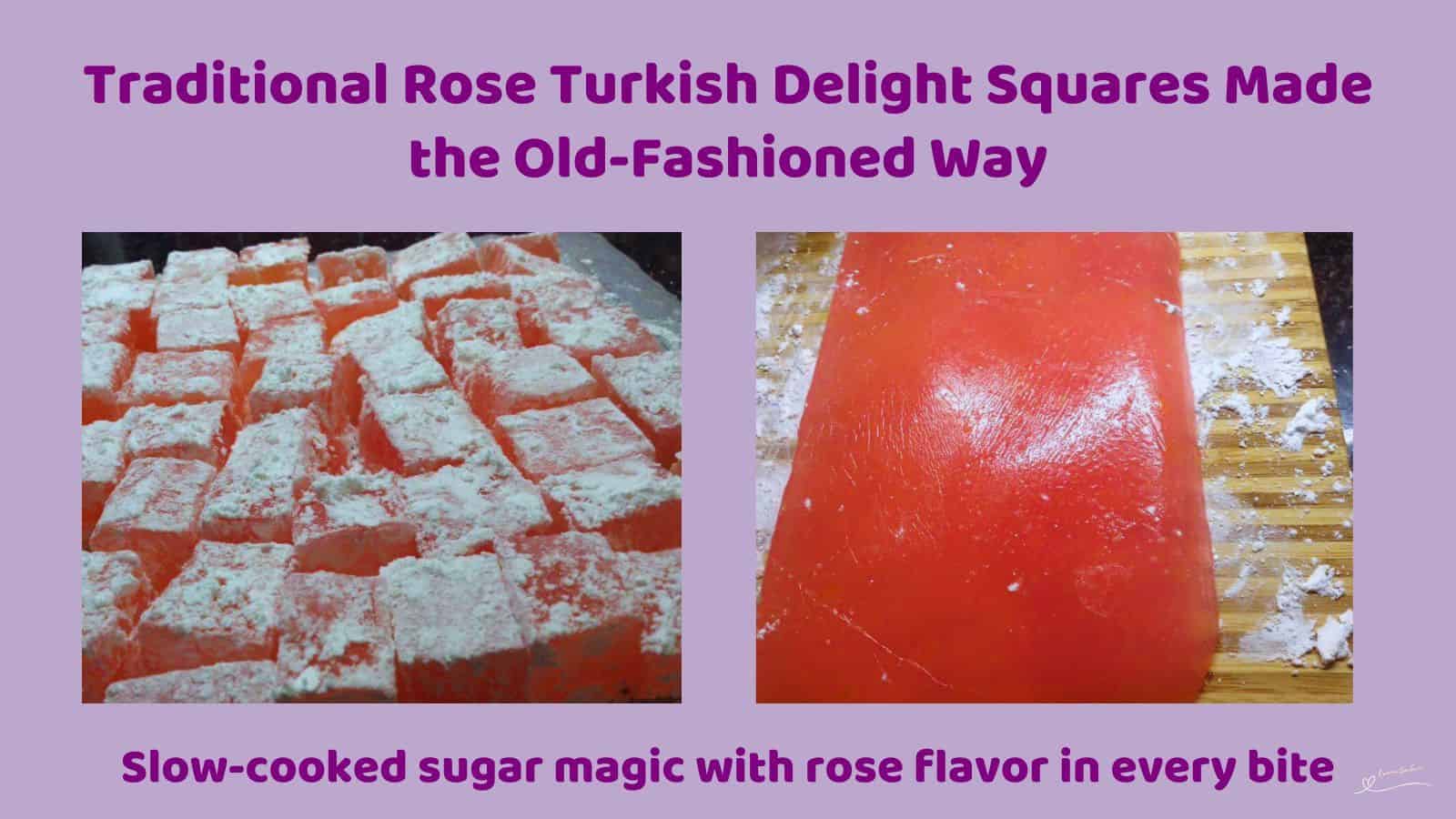 An image of Turkish Delight Squares dusted with icing sugar