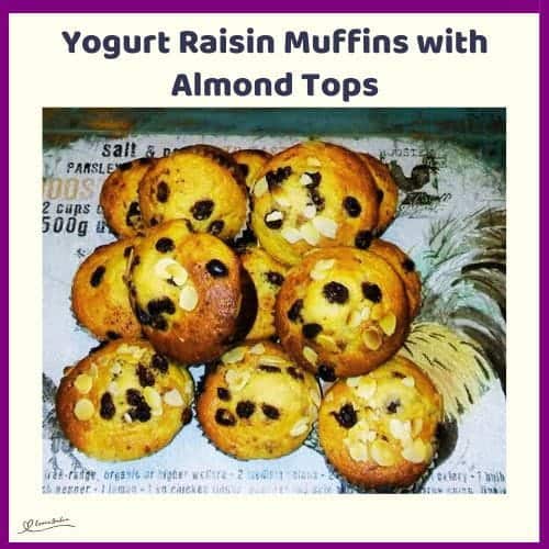 An image of Yogurt Raisin Muffins with Almond Tops
