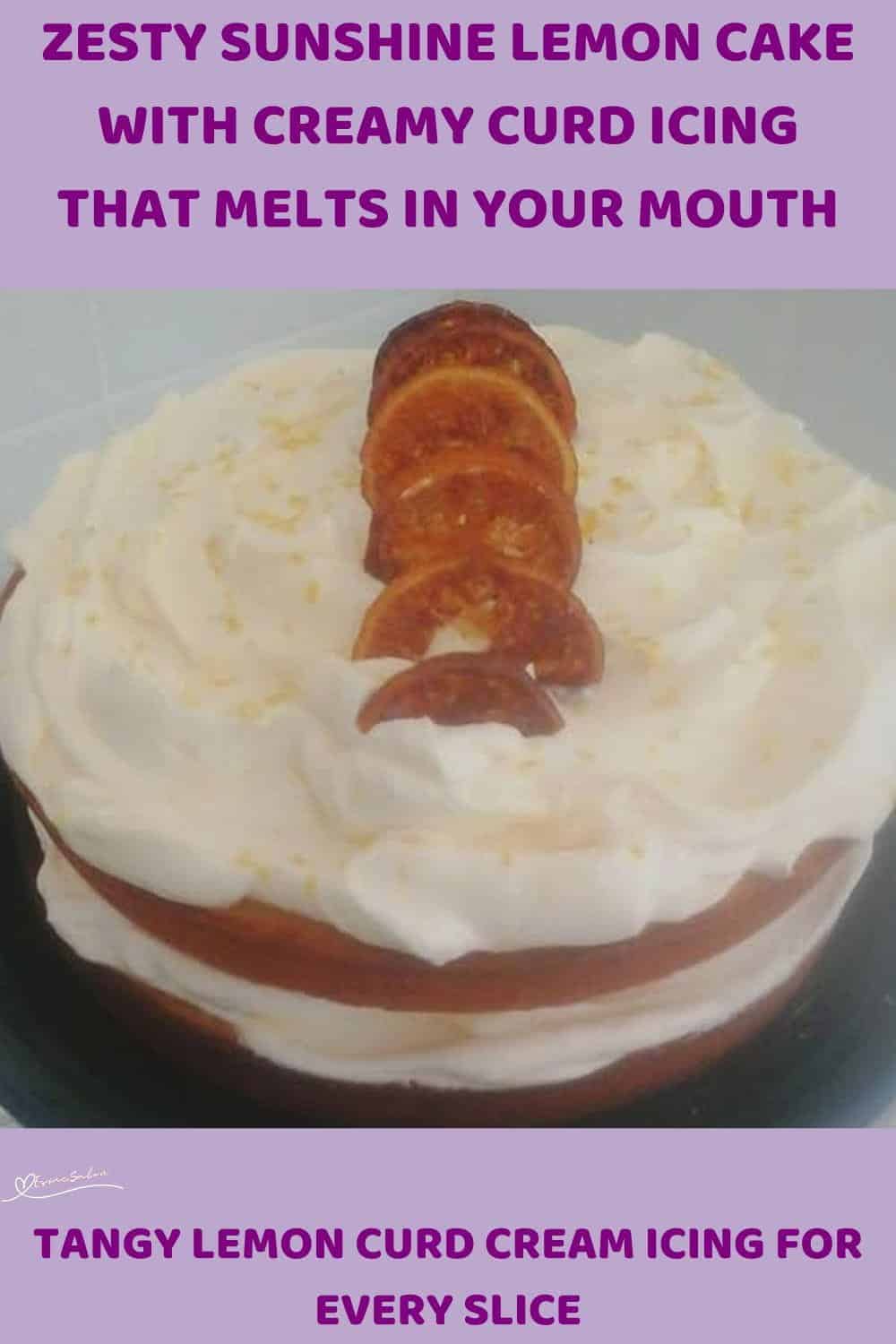 An image of a Sunshine Lemon Cake with Creamy Curd Icing