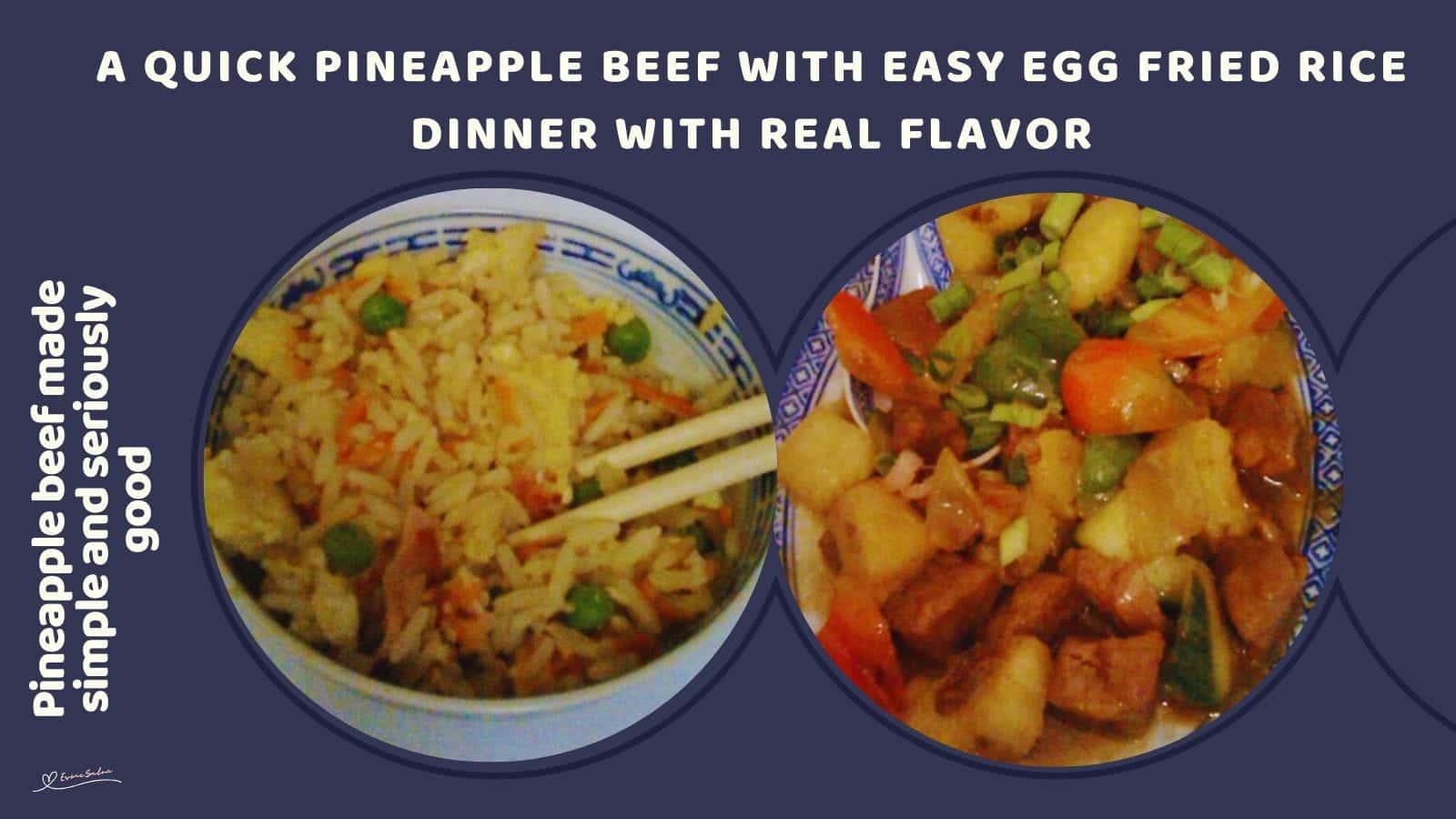 An image of Pineapple Beef with Easy Egg Fried Rice on the side