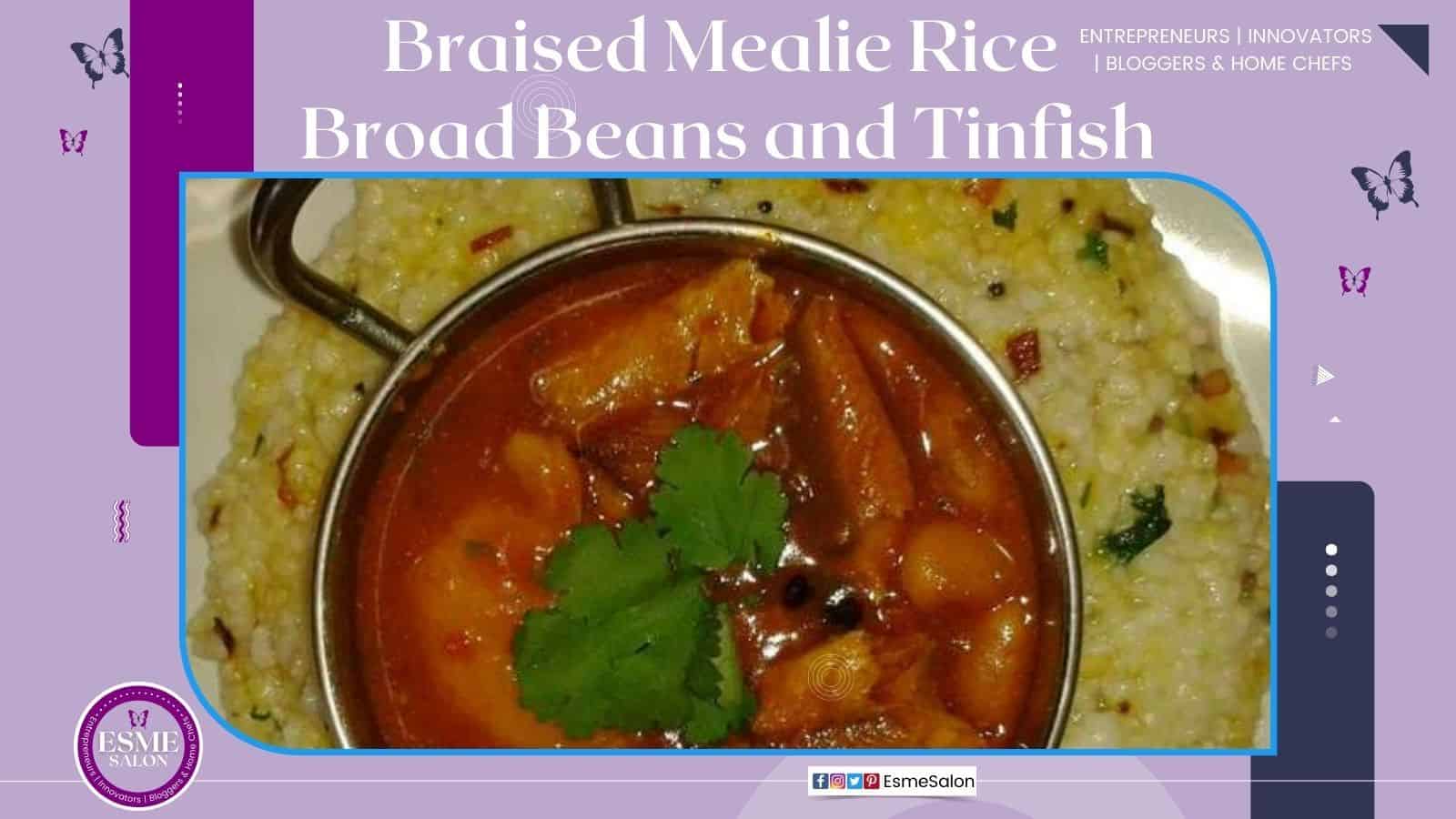 Braised Mealie Rice with Broad Beans and Tinned Fish