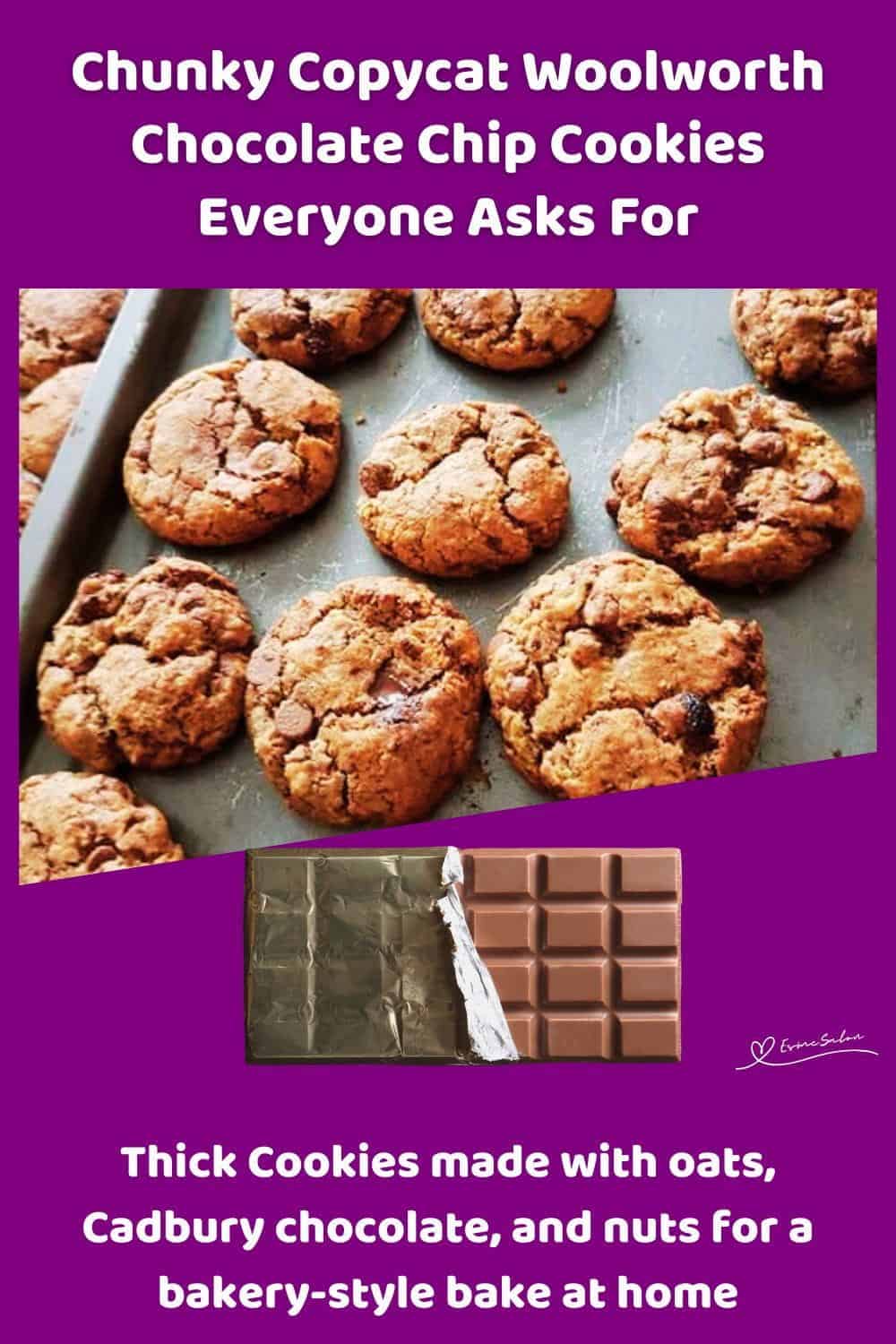 An image of Copycat Woolworth Chocolate Chip Cookies on a baking tray