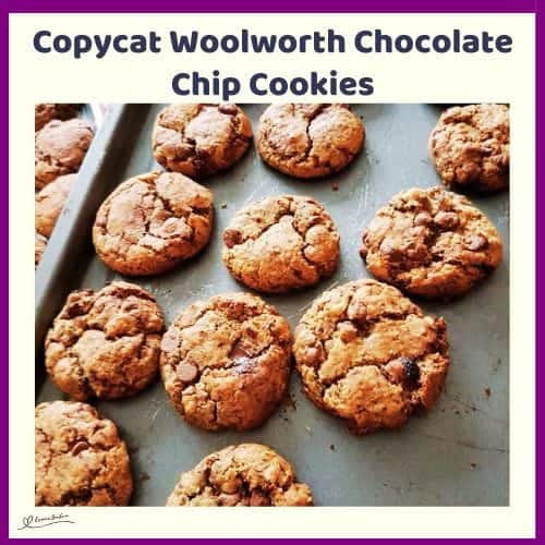 An image of Copycat Woolworth Chocolate Chip Cookies on a baking tray
