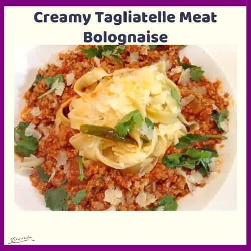 An image of Creamy Tagliatelle Meat Bolognaise with Parmesan shavings