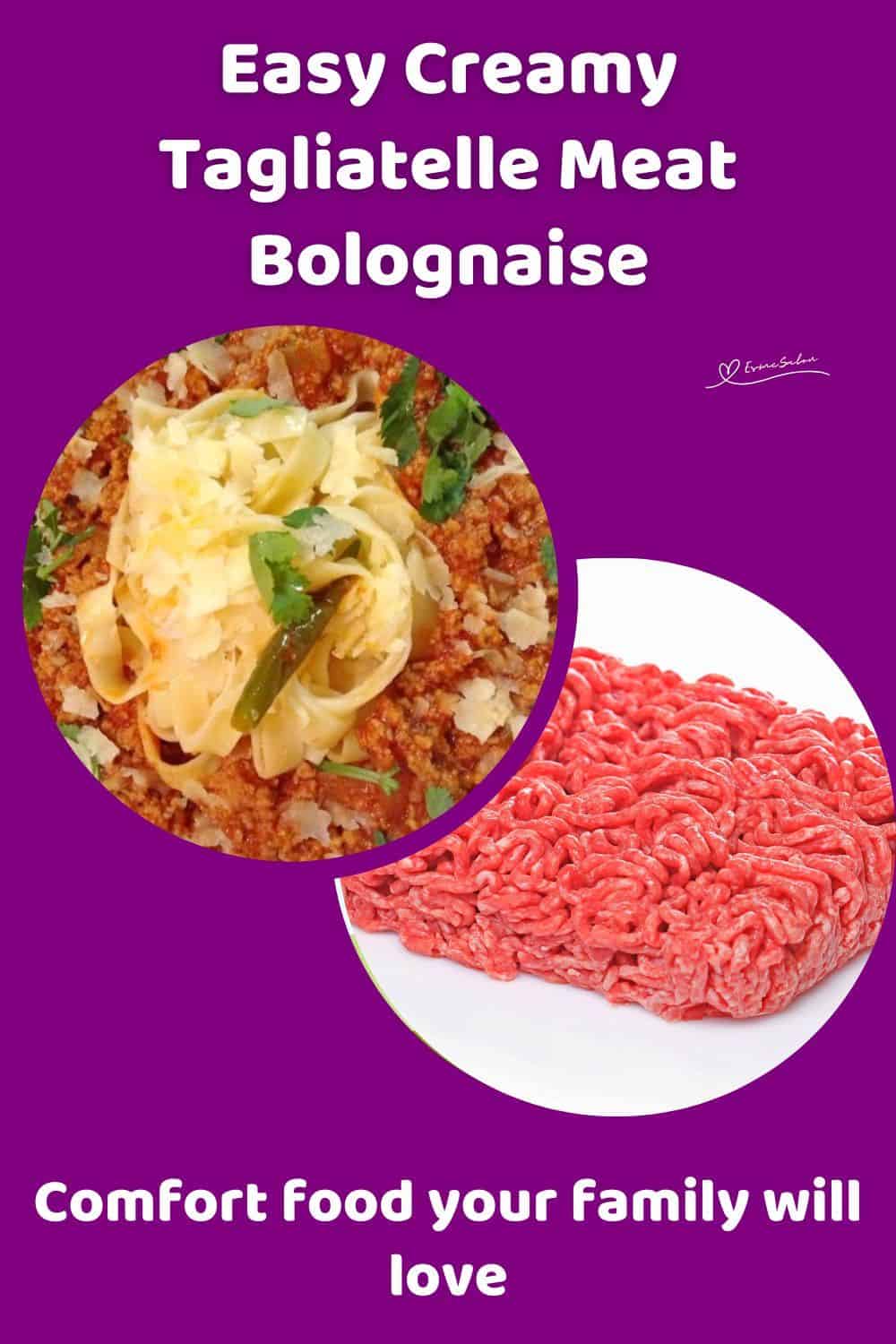 An image of Creamy Tagliatelle Meat Bolognaise with Parmesan shavings