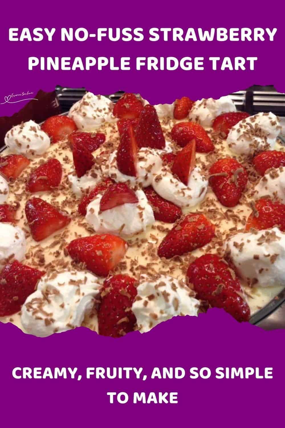 An image of a no-bake Strawberry Pineapple Fridge Tart