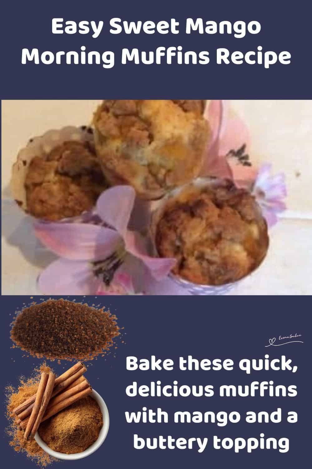 An image of 3 Mango Morning Muffins in large cupcake holders
