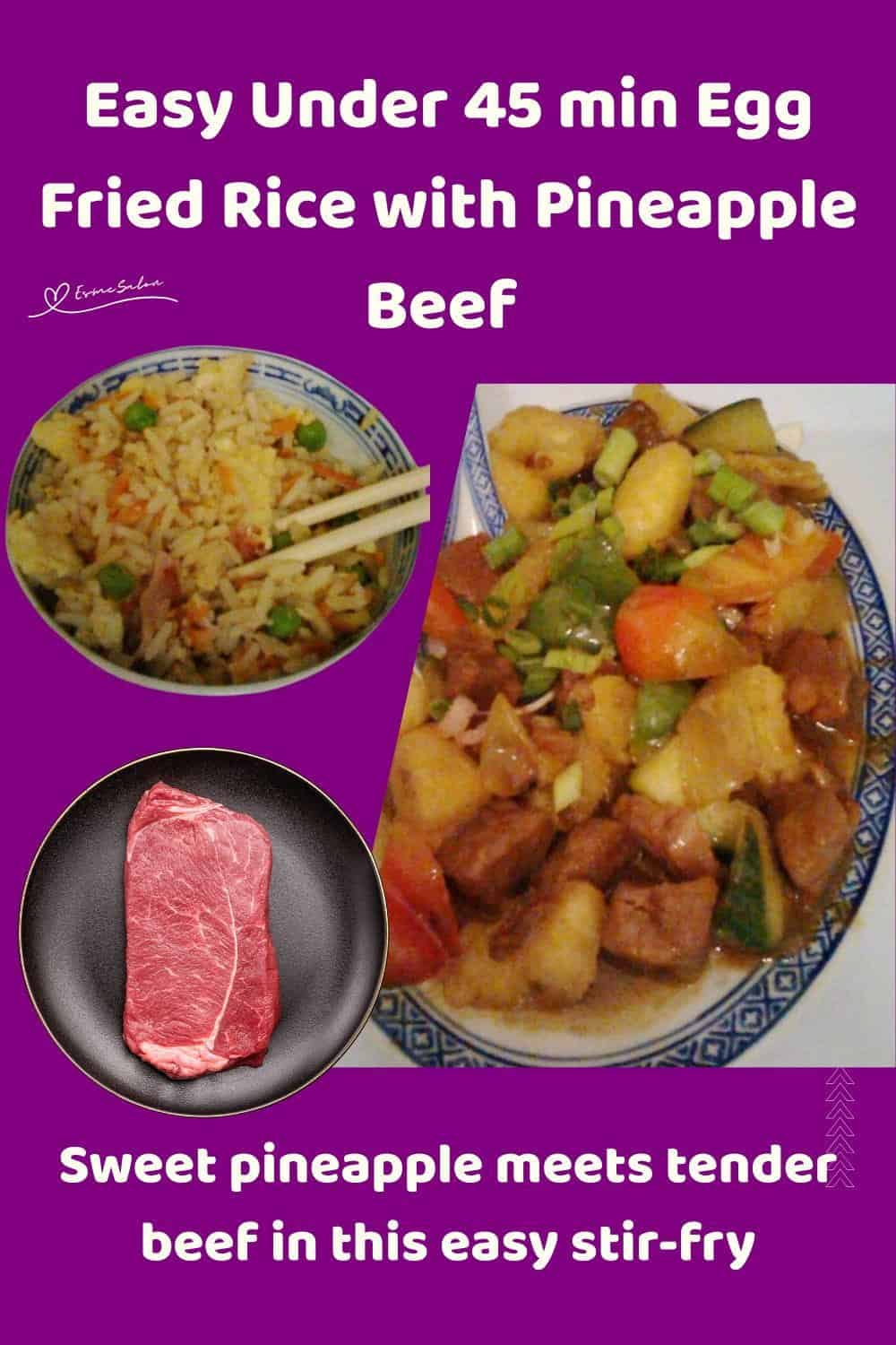 An image of Pineapple Beef with Easy Egg Fried Rice on the side