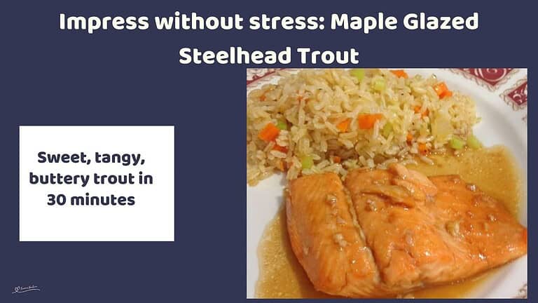 An image of Maple Glazed Steelhead Trout served with rice