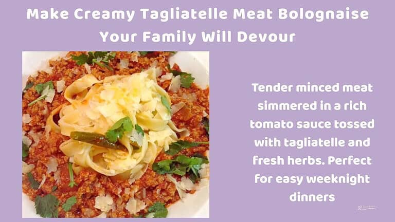 An image of Creamy Tagliatelle Meat Bolognaise with Parmesan shavings