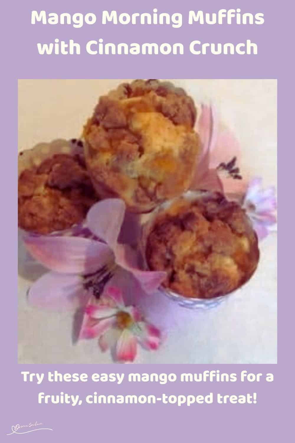 An image of 3 Mango Morning Muffins in large cupcake holders