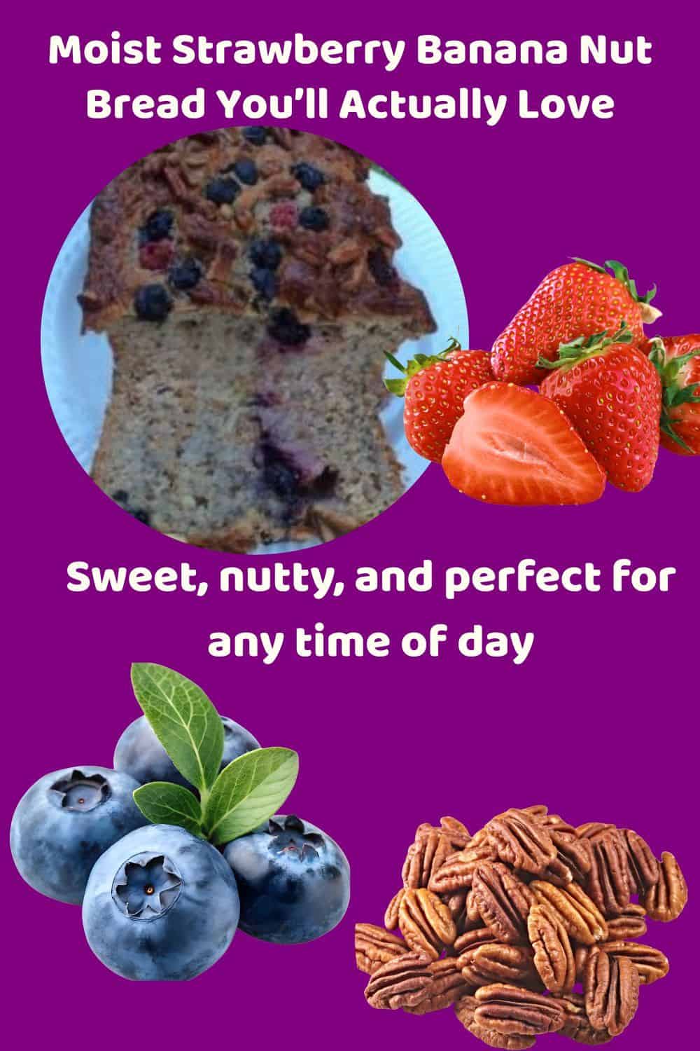 An image of a Moist Strawberry Banana Nut Bread