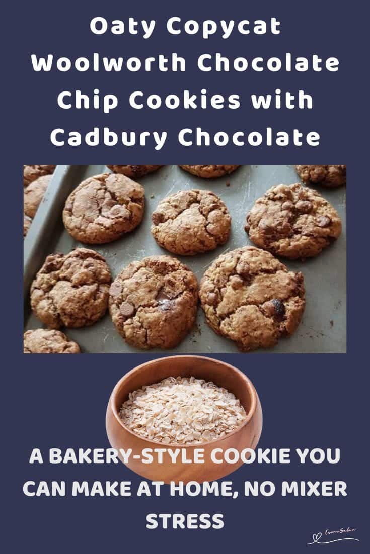 An image of Copycat Woolworth Chocolate Chip Cookies on a baking tray