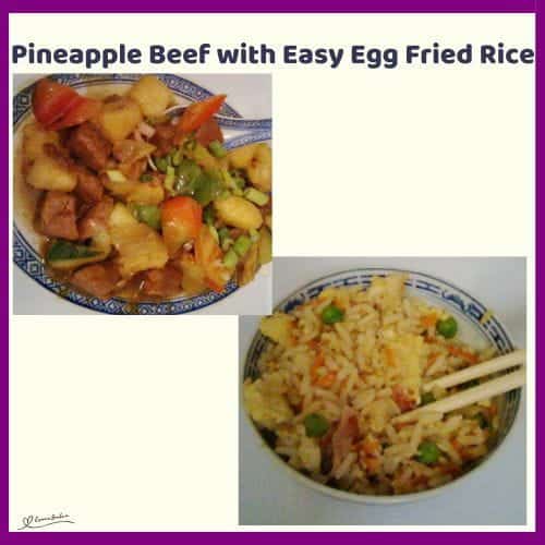 An image of Pineapple Beef with Easy Egg Fried Rice on the side