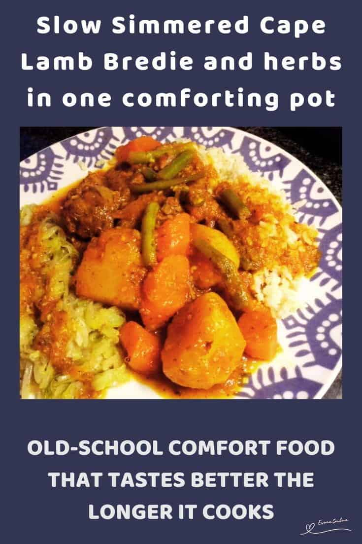 An image of a plate of Slow Simmered Cape Lamb Bredie with root veg