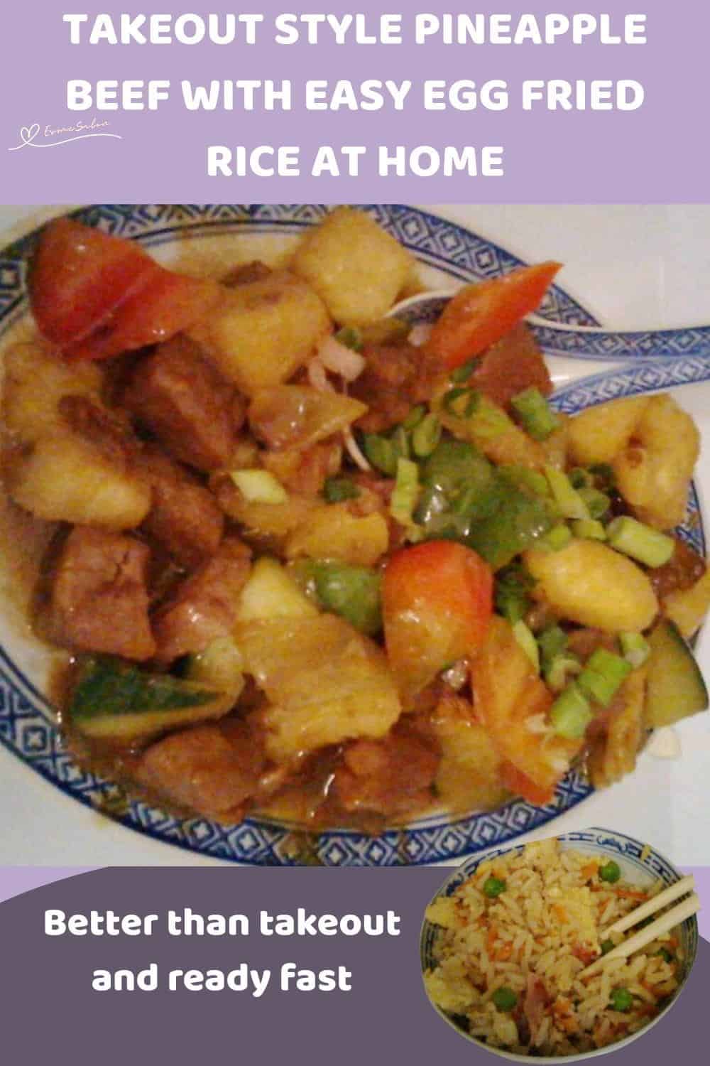 An image of Pineapple Beef with Easy Egg Fried Rice on the side