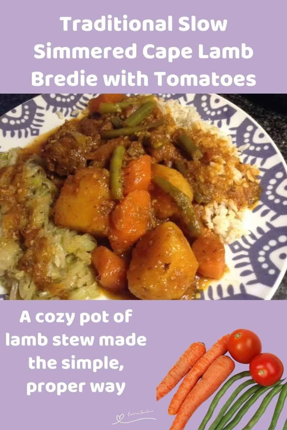 An image of a plate of Slow Simmered Cape Lamb Bredie with root veg