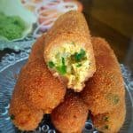 Cheese roll up in Croquettes with a crumb shell baked in oil