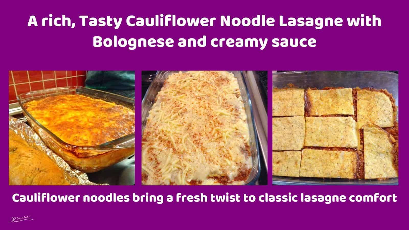 An image of a Tasty Cauliflower Noodle Lasagne with Mozzarella cheese topping