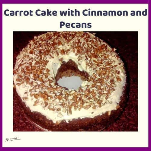 An image of a Carrot Cake with Cinnamon and Pecans baked in a Bundt pan