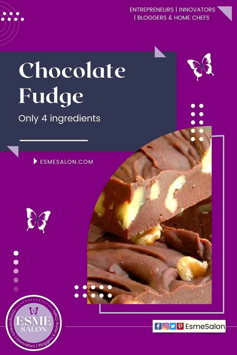 Chocolate Fudge made with 4 easy ingredients