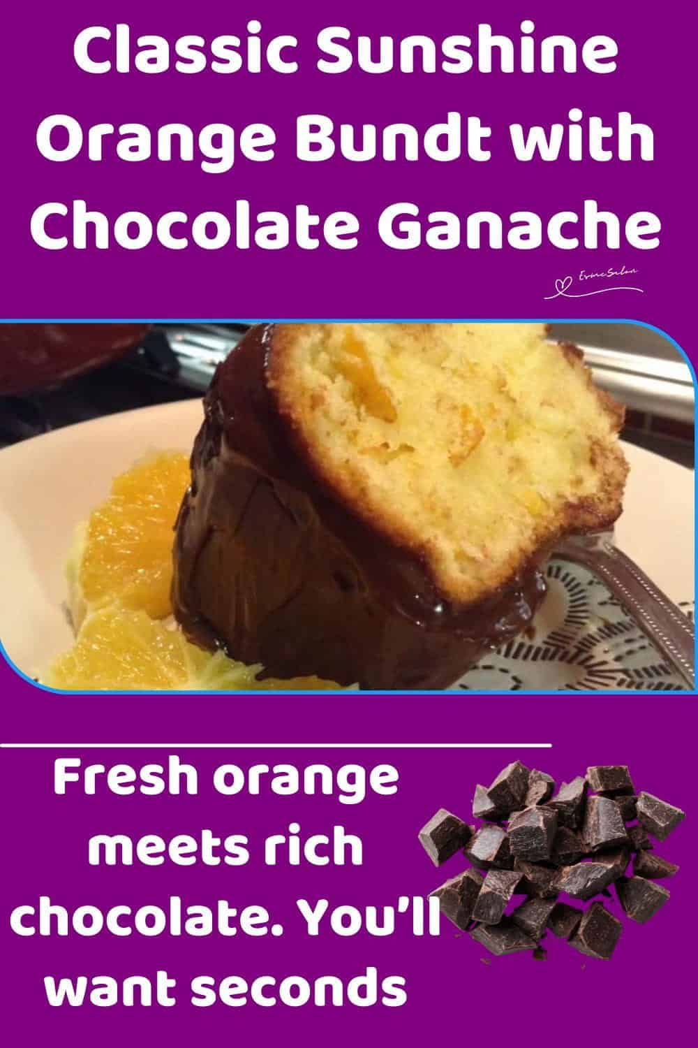 An image of a slice of Fresh Sunshine Orange Bundt with slices or orange on the side