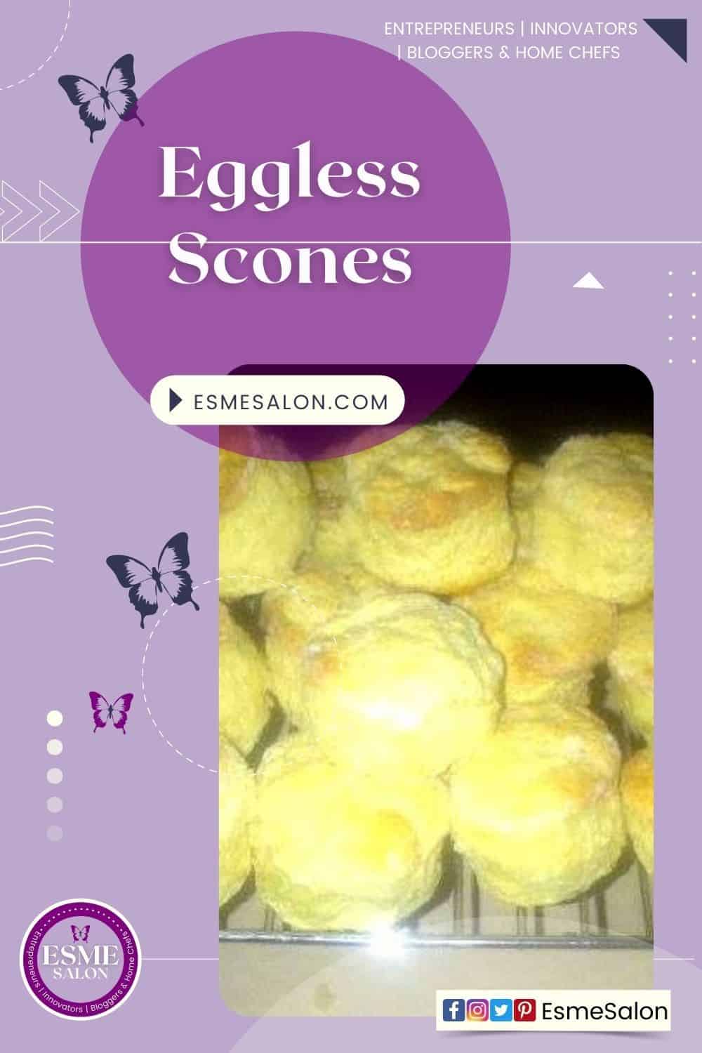 A batch of Eggless Scones on a cooling rack