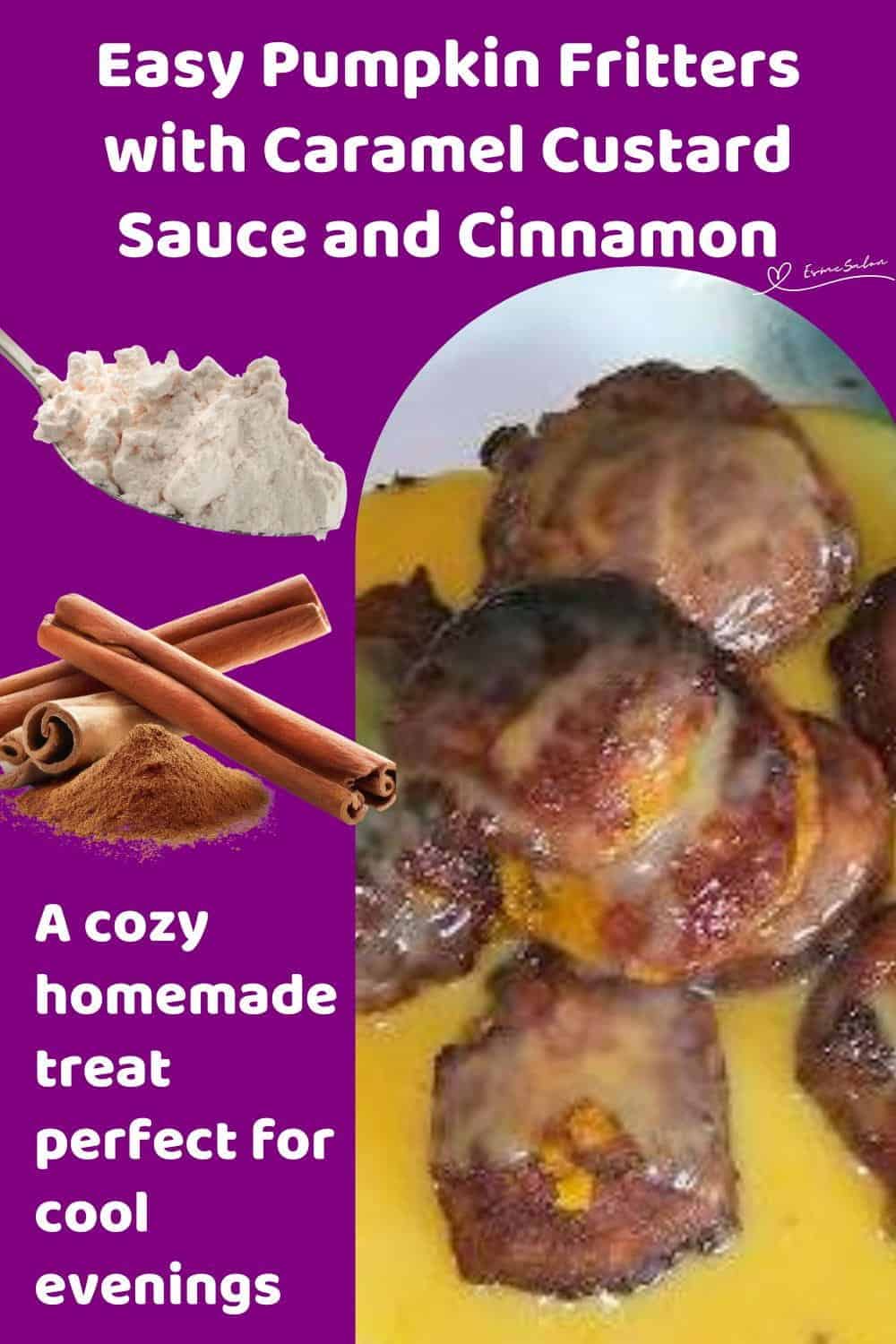 An image of a batch of Pumpkin Fritters with Caramel Custard Sauce