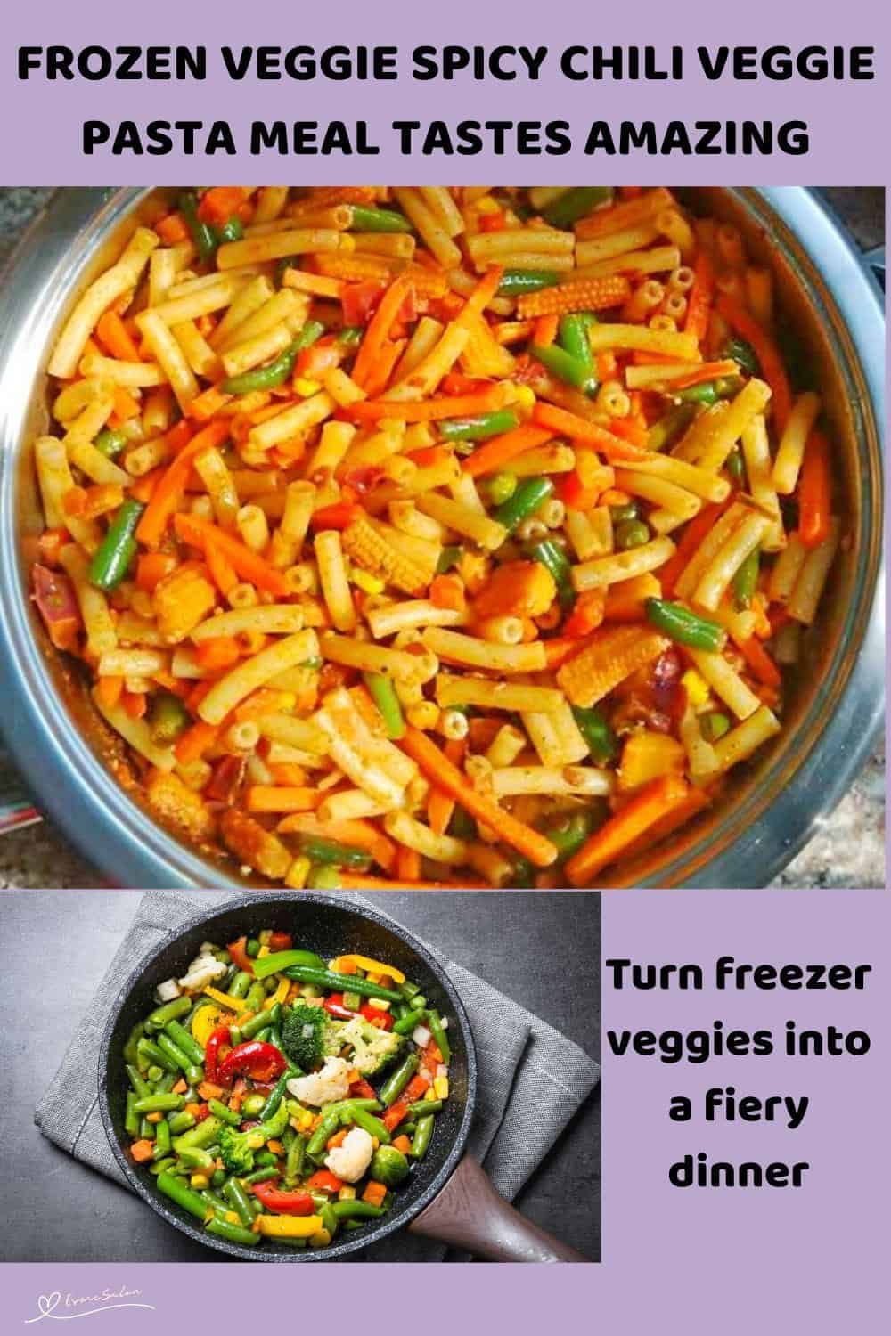 An image of a bright and colorful Spicy Chili Veggie Pasta Meal