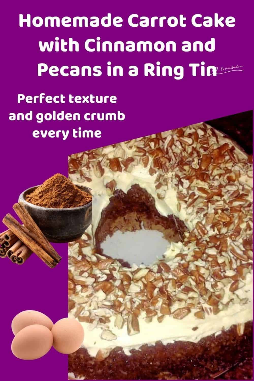 An image of a Carrot Cake with Cinnamon and Pecans baked in a Bundt pan