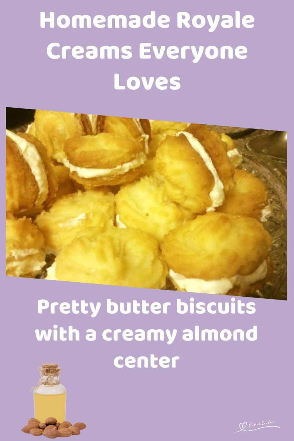 An image of a batch of Royale Creams with almond filling