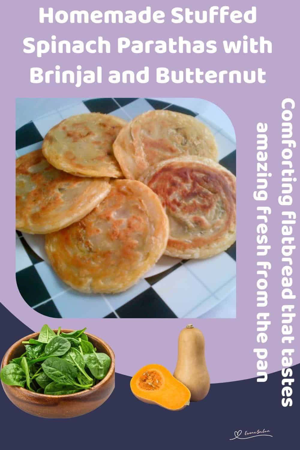 An image of Stuffed Spinach Parathas in the making, stuffing and raw dough