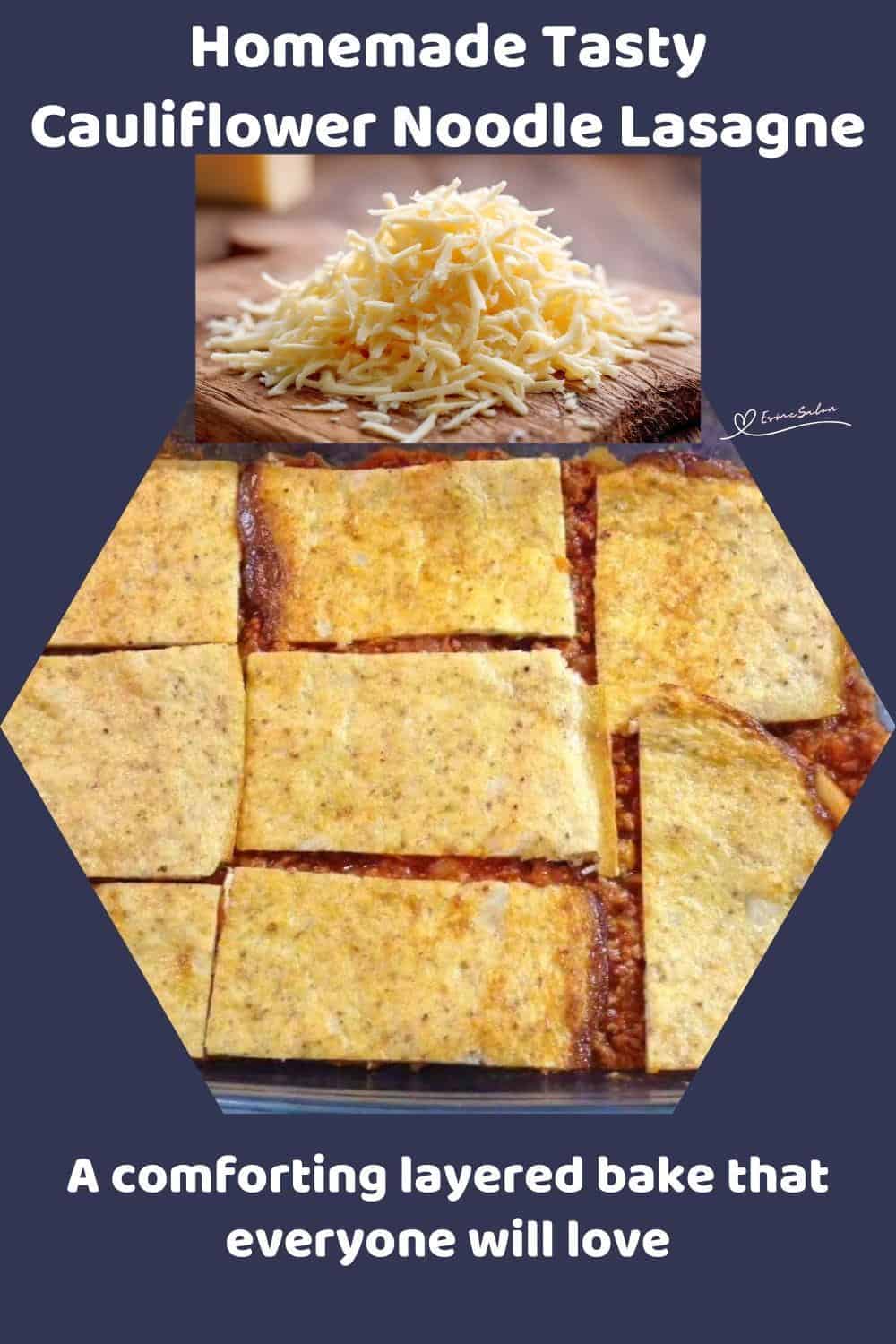 An image of a Tasty Cauliflower Noodle Lasagne with Mozzarella cheese topping