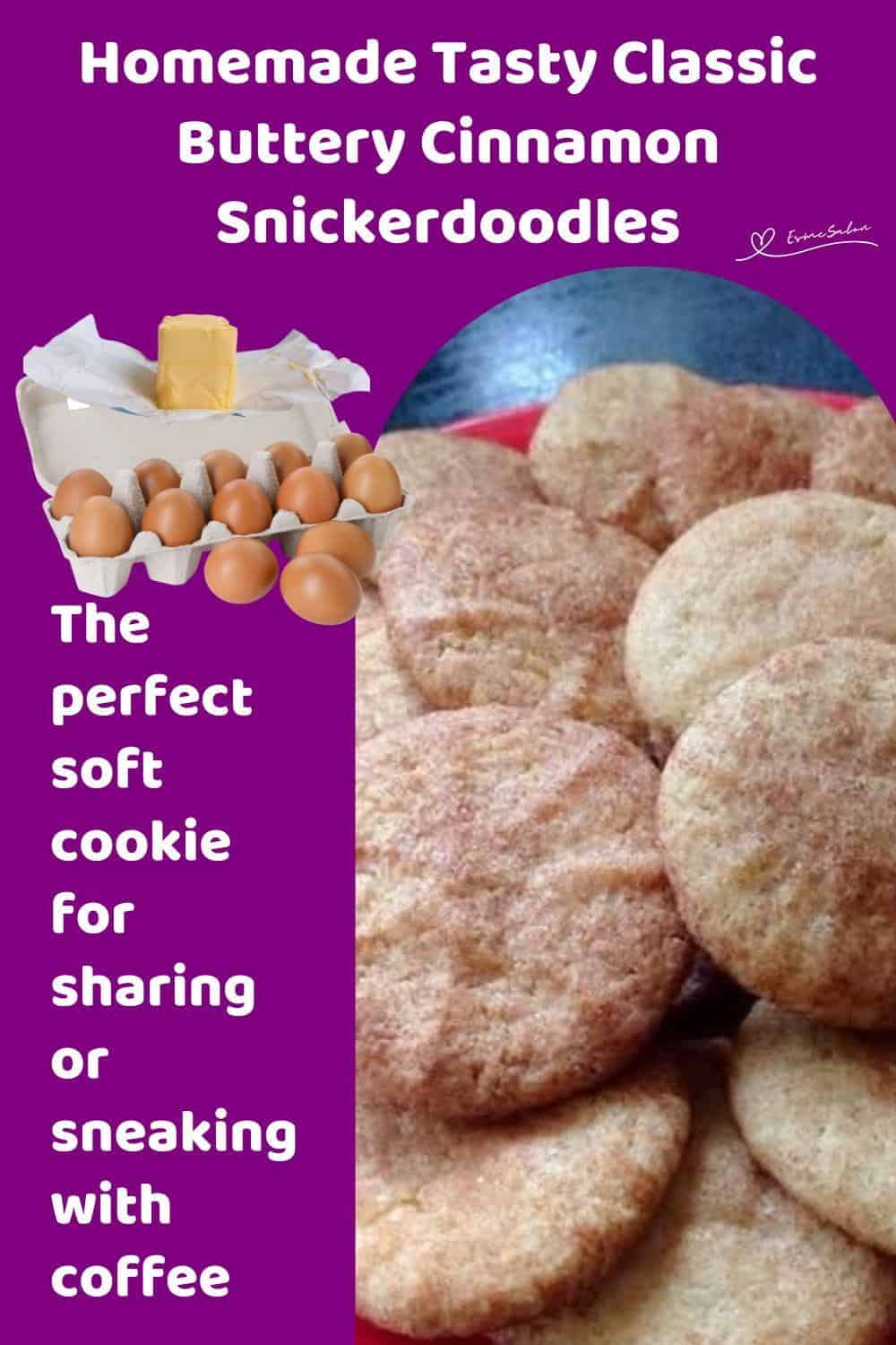 An image of a batch of round Classic Buttery Cinnamon Snickerdoodles on a red plate