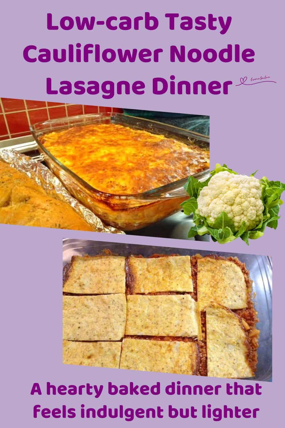 An image of a Tasty Cauliflower Noodle Lasagne with Mozzarella cheese topping