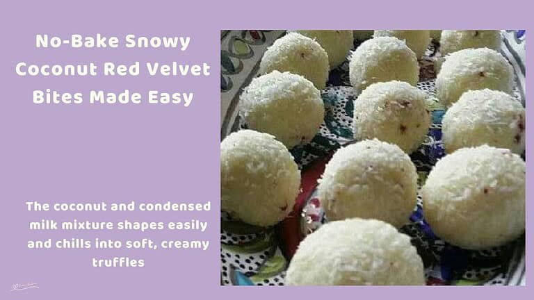 An image of Snowy Coconut Red Velvet Bites in small round balls