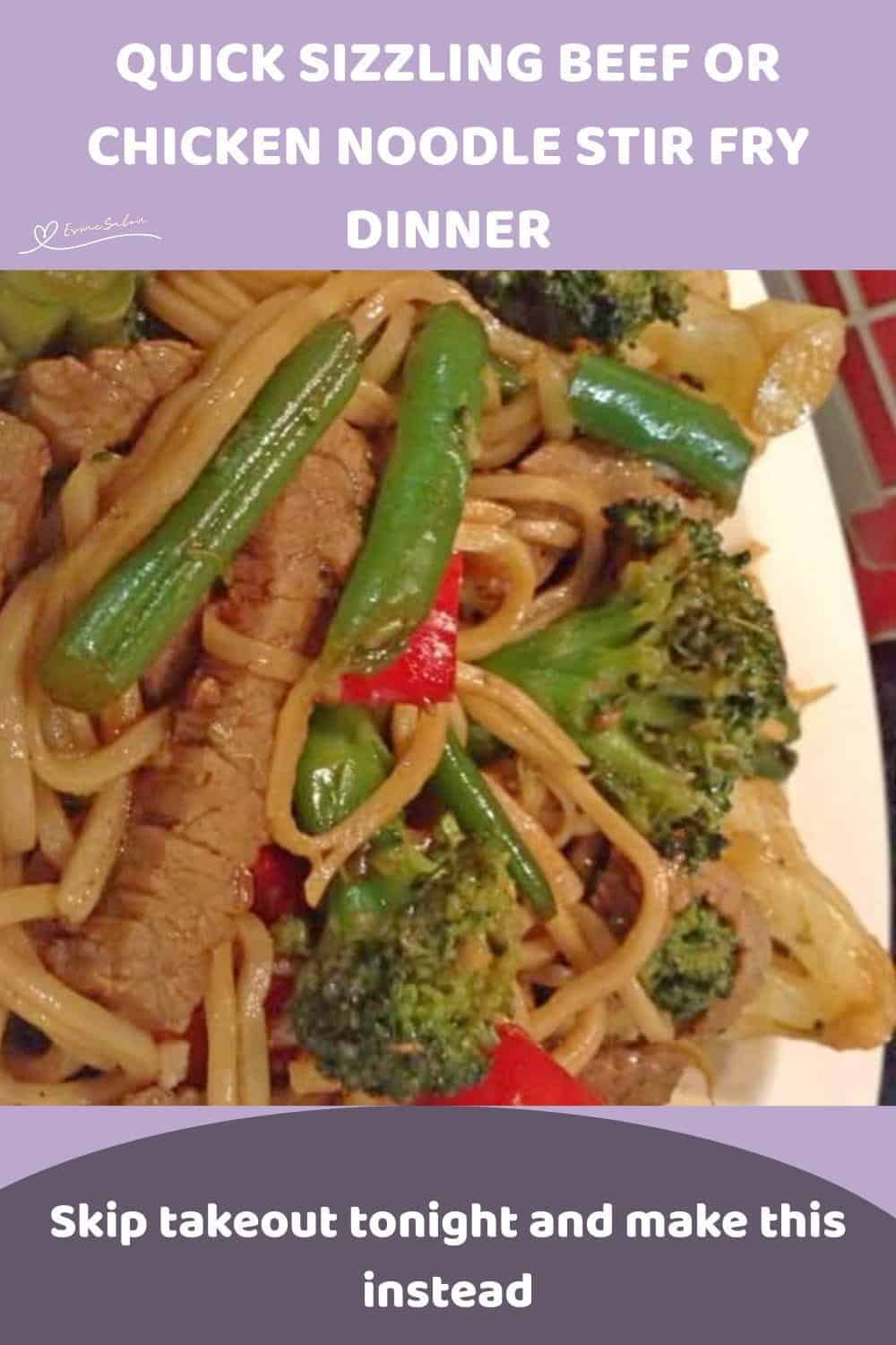 An image of a plate of Sizzling Beef or Chicken Noodle Stir Fry
