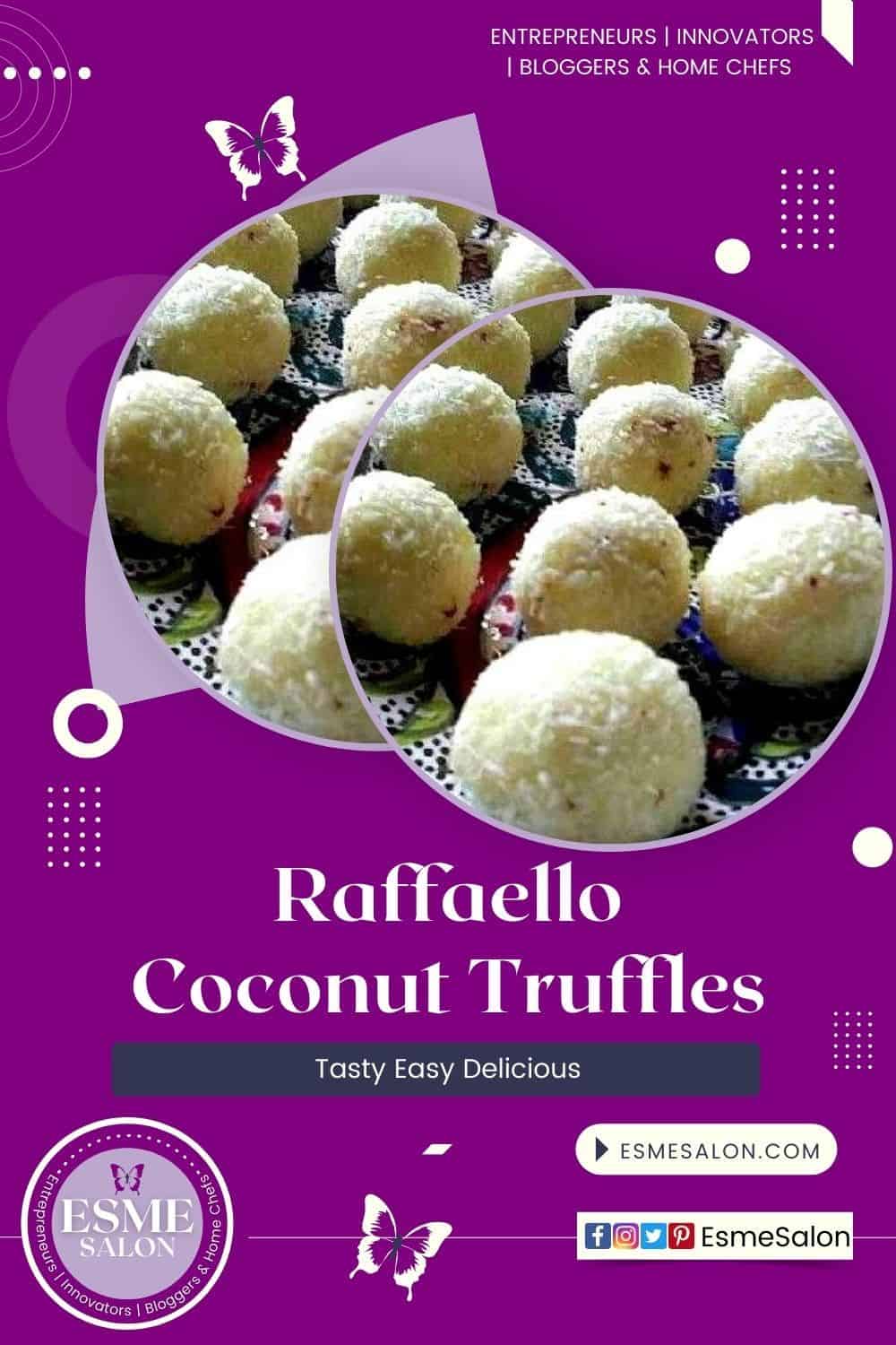 Raffaello Coconut Truffles with red velvet cake centers