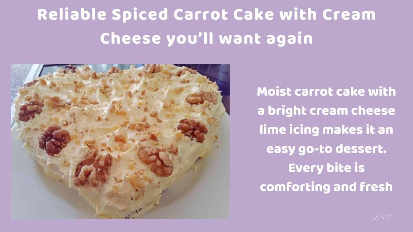 An image of a heart shaped Spiced Carrot Cake with Cream Cheese