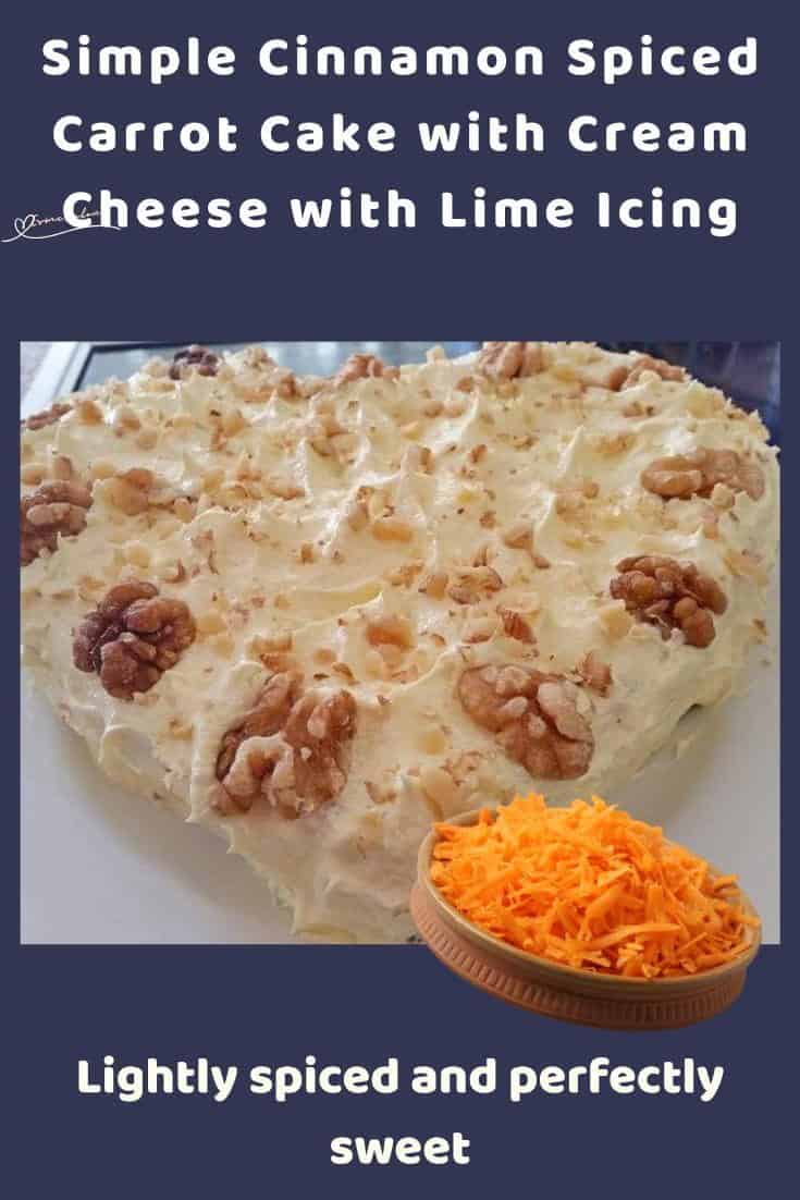 An image of a heart shaped Spiced Carrot Cake with Cream Cheese