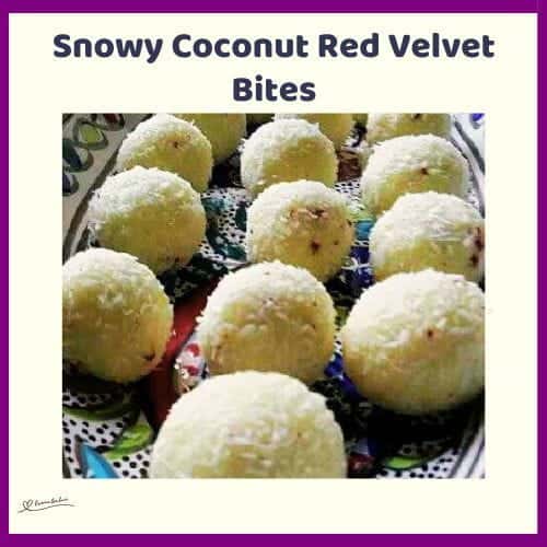 An image of Snowy Coconut Red Velvet Bites in small round balls