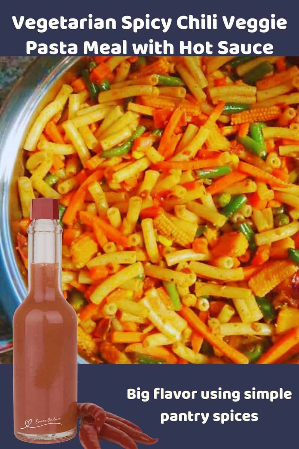 An image of a bright and colorful Spicy Chili Veggie Pasta Meal