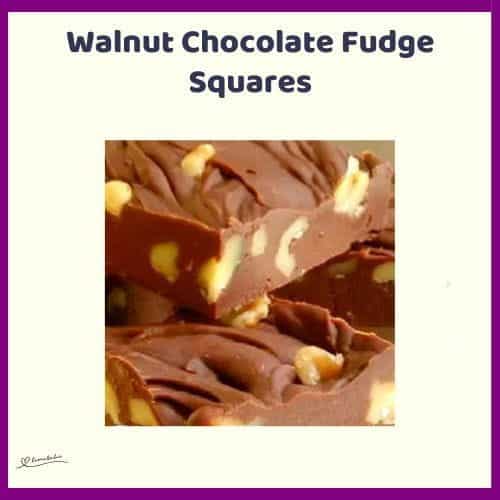 An image of a stack of Walnut Chocolate Fudge Squares